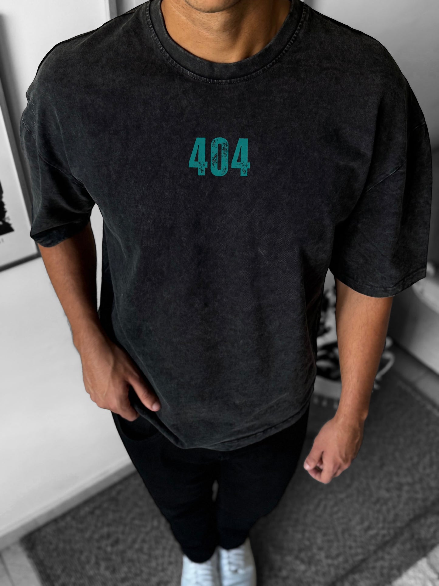 404 dark grey washed oversized t-shirt