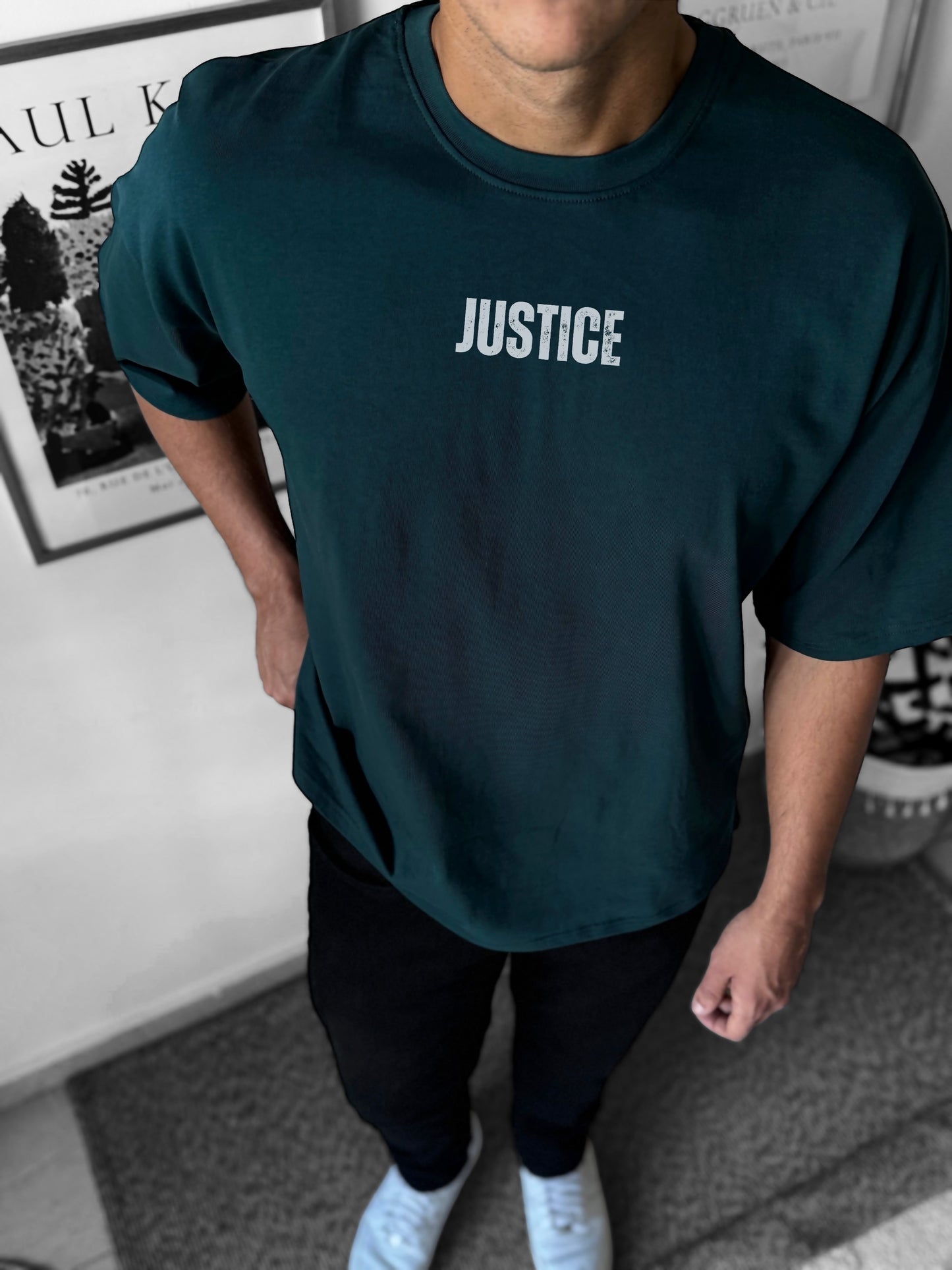 Justice hunter green oversized t-shirt