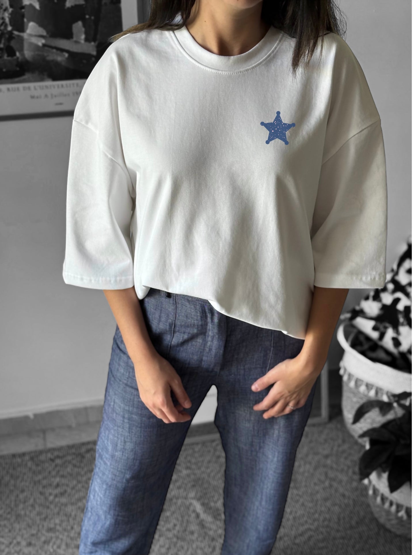 Wild West white oversized tee