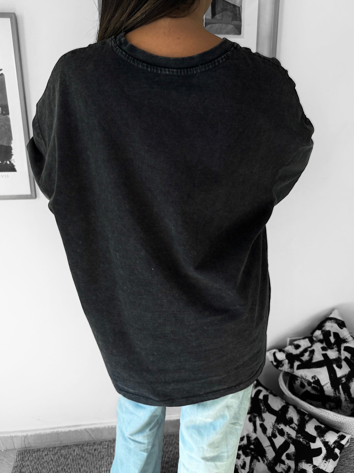 Woobenwise dark grey washed oversized tee