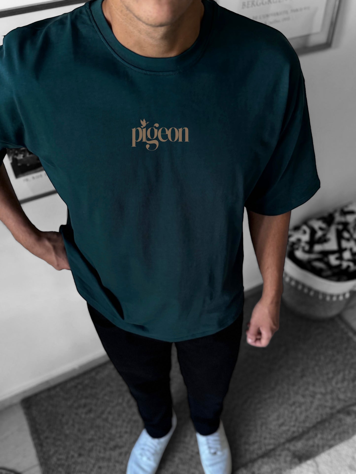 Pigeon hunter green oversized t-shirt