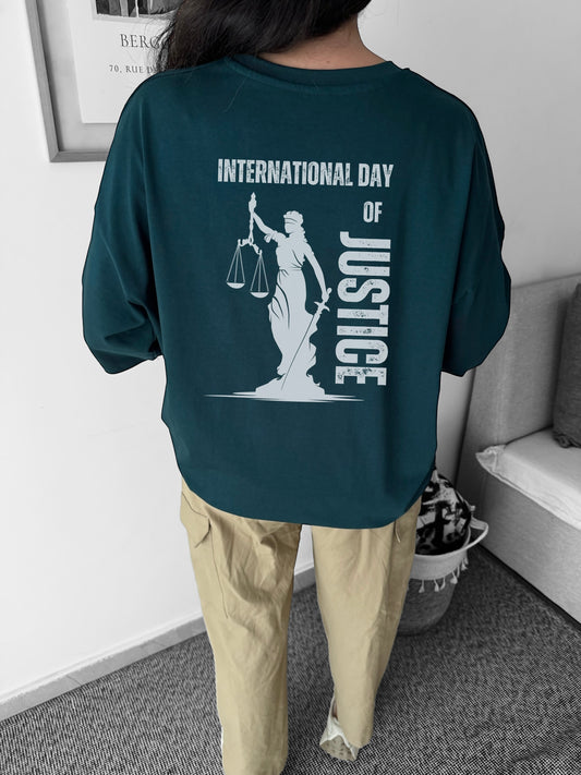 Justice hunter green oversized tee