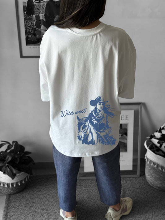 Wild West white oversized tee