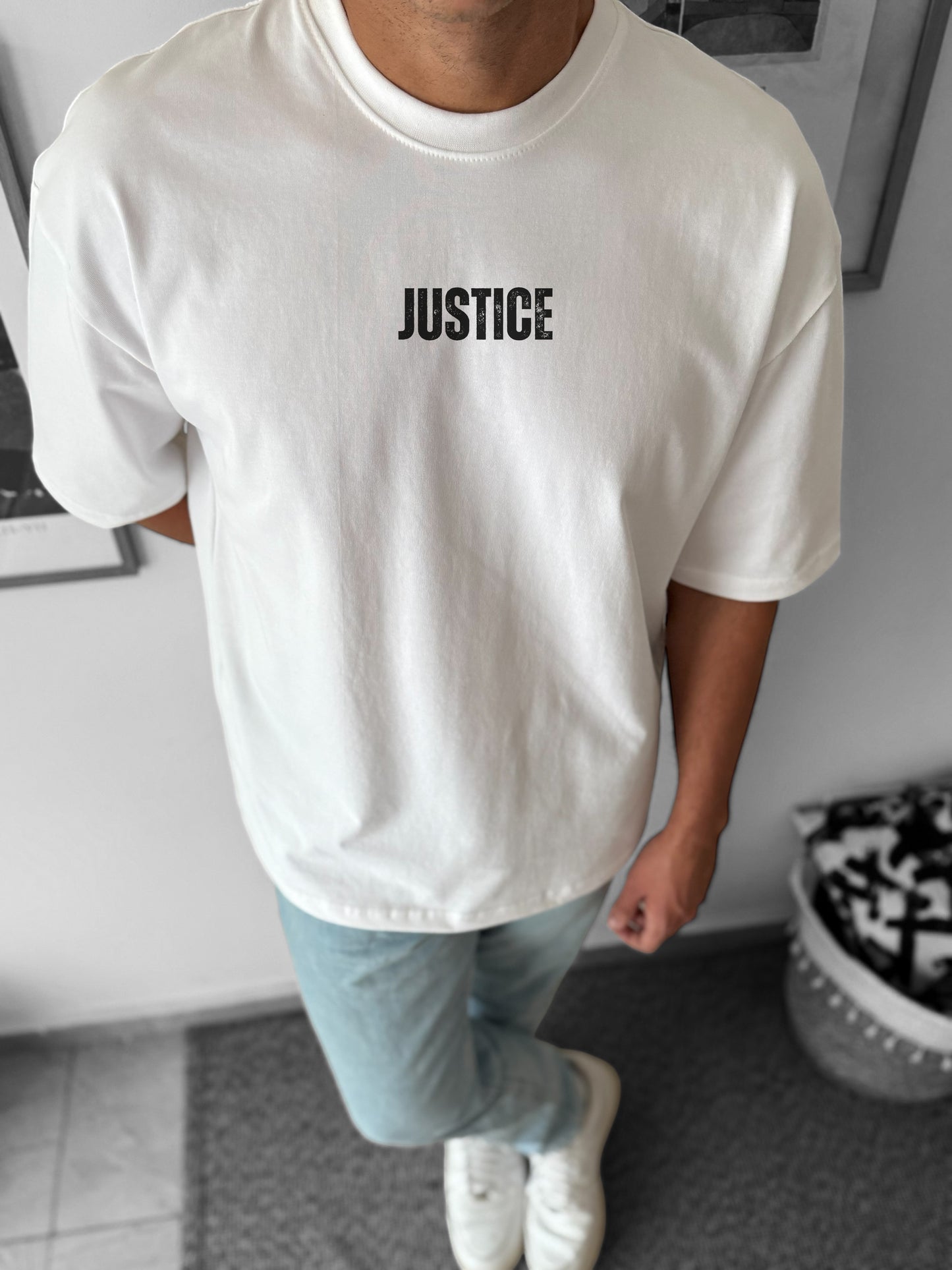 Justice white oversized t-shirt