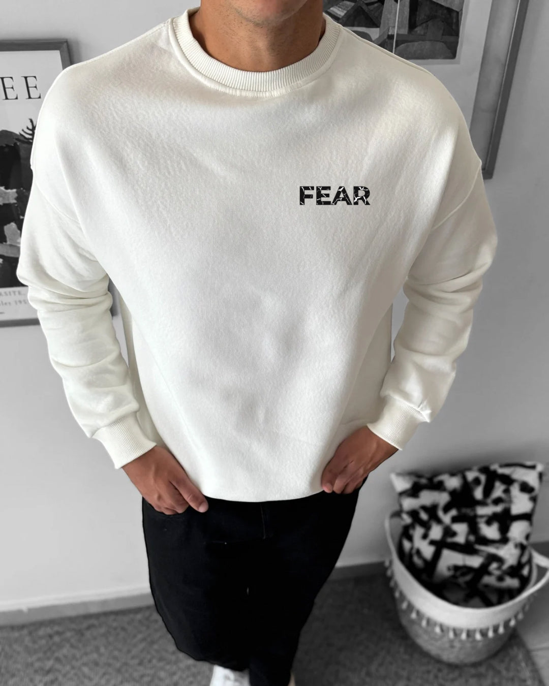 Fear white crewneck