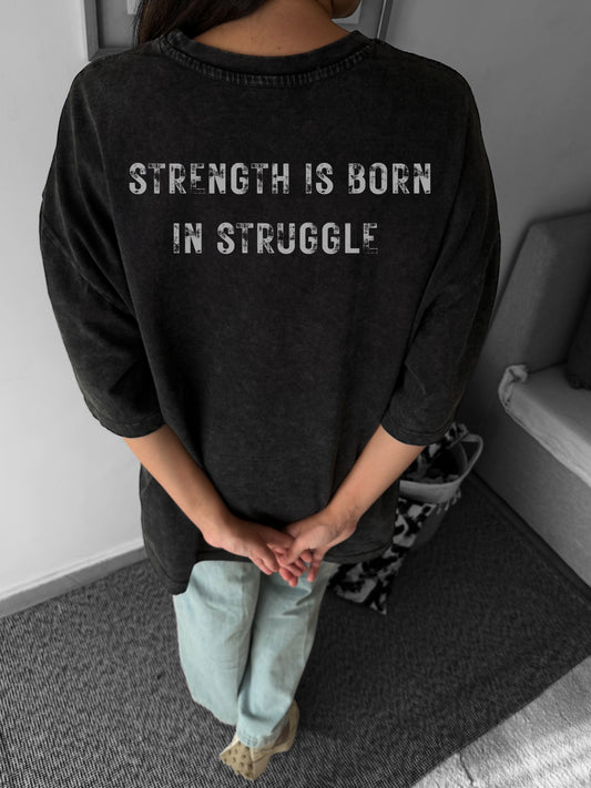 Life struggle dark grey oversized tee