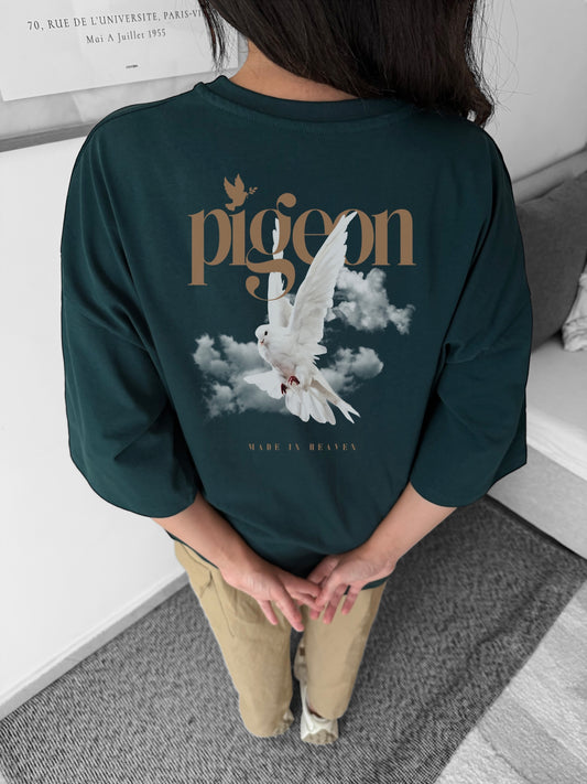 Pigeon hunter green oversized tee