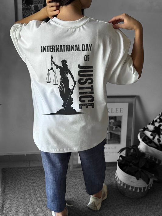 Justice white oversized tee