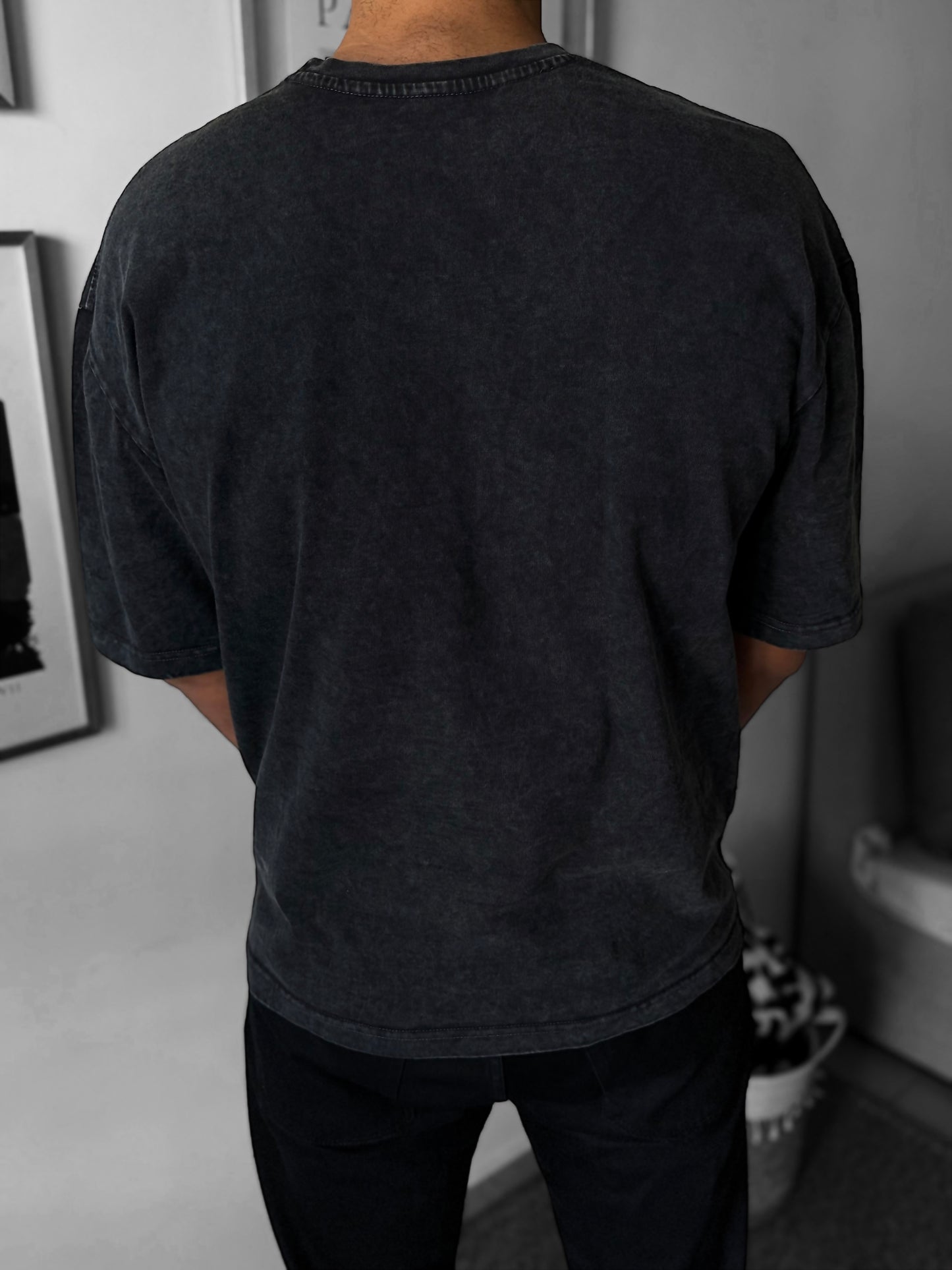 Woobenwise dark grey washed oversized T-shirt